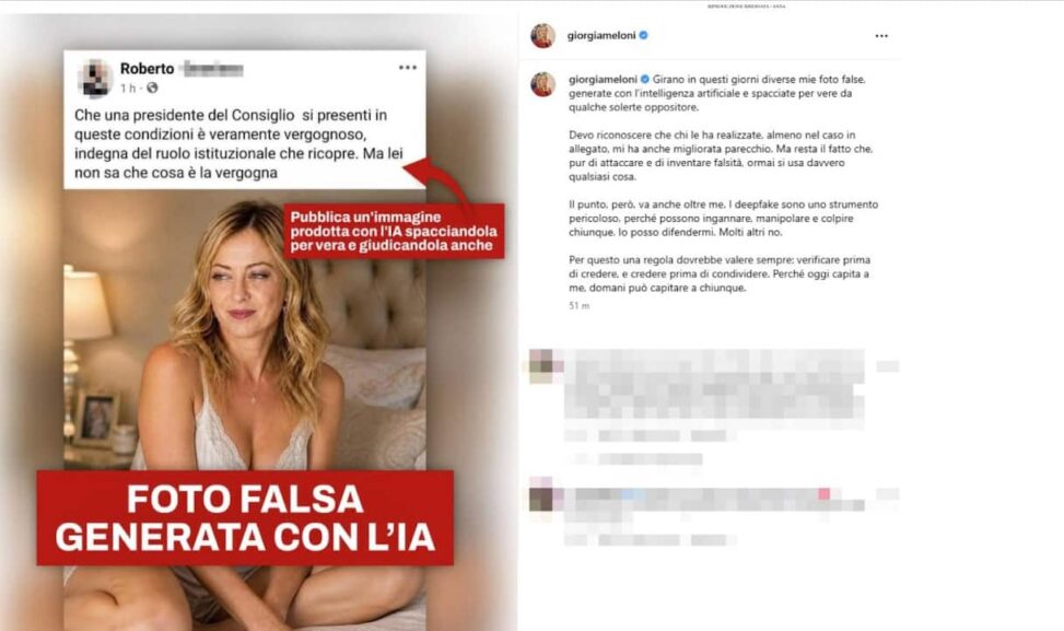 【EU】メローニ首相が偽動画被害、選挙AI偽動画を禁じる民主党法案は3月に右派が否決——日本参院選にも同じ盲点